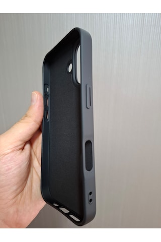 İphone 17 Uyumlu Logolu İçi Kadife Silikon Lansman Kılıf Siyah