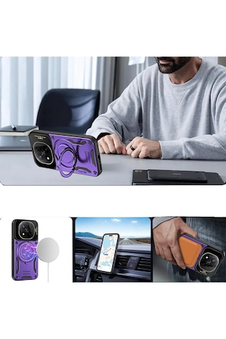 Newface Xiaomi Redmi Note 14 Pro 4g Kılıf Joy Lens Standlı Kapak Glblseme - 11 - Mor