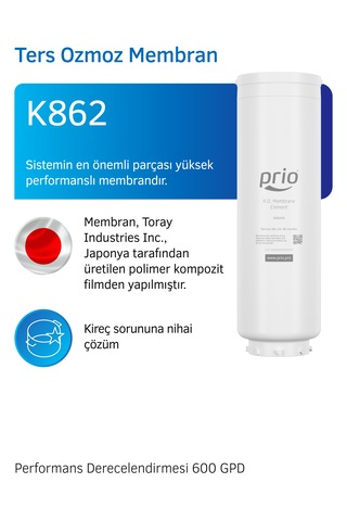 Prio K862 Toray Nsf Onaylı 600 Gpd Ters Ozmoz Membran