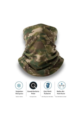 Single Sword 2 Li Set Unisex Kışlık Polar Boyunluk & Bere Olan Çok Amaçlı Soğuk Hava Korumasıı 0//multicam Çok Renkli
