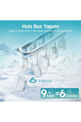 Bullet Kapsül Taşınabilir Buz Makinesi, Otomatik Temizleme, Hızlı Buz Yapma, Im008-bsı