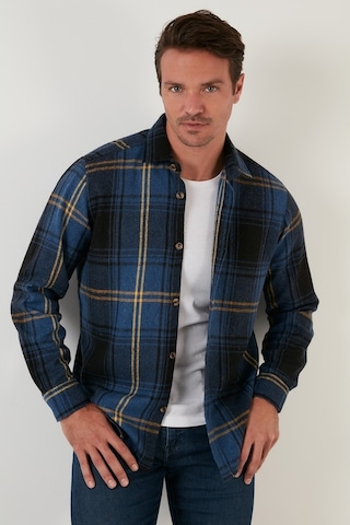 Buratti Ekoseli Uzun Kollu Slim Fit Kışlık Erkek Gömlek Cf21W112844 Indigo