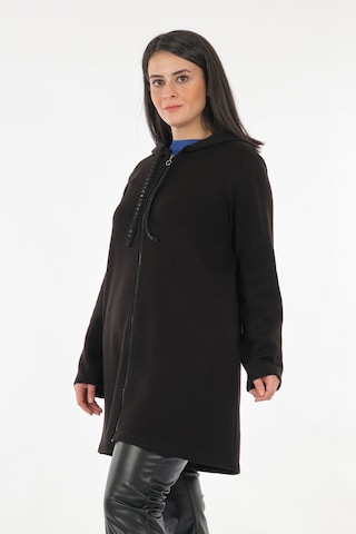 Tolga Saraçoğlu Oversize Kapüşonlu Midi Kadın Ceket - Günlük & Rahat Siyah