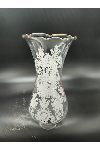 Avize Lamba Camı.altın Yaldızlı,motifli Alt Yuva Çapı:4.50 Cm-h:21.00 Cm E.14 Mum Ampule Göre.