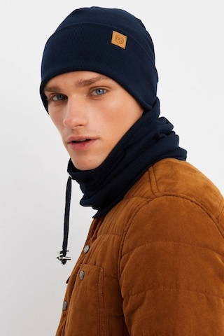 Erkek Balıkçı Style %100 Pamuklu Kaşkorse, Terletmez, Ultra Hafif, Yumuşak Bere Boyunluk Takım - Standart / Lacivert Lacivert