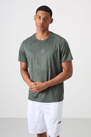 Tommy Life Haki Polyester Jakarlı İnce Esnek Standart Fit Erkek T-shirt - 88397 001