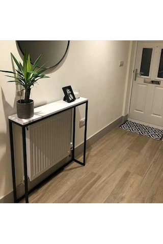 Kuğu Dresuar Antre Salon Dekoratif Kalorifer Kapatıcı Ceviz Ahşap Siyah