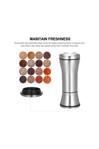 Pazly 304 Paslanmaz Çelik Baharat Değirmeni - Tuz Ve Karabiber Öğütücü, Ayarlanabilir Gümüş Modeli Gümüş