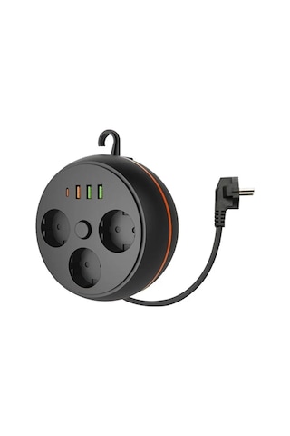 İpek Yıldızı 3 Adet Soket,3 Adet Usb Ve 1 Adet Type-c Girişli Termal Akım Korumalı Makaralı Priz 33 Standart
