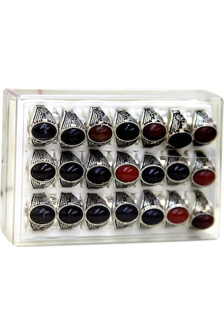 Tuğralı Erkek Yüzüğü 42'Li Paket-6128 Çok Renkli