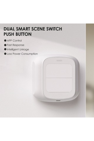 Teltree Zigbee Akıllı Ev Senaryo Kontrolcü, İki Tuşlu, Uygulama İle Kontrol, Beyaz Gateway Gerektirir, Pil Yok 1-gang
