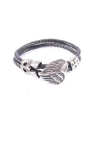 Çelik Aksesuarlı Deri Bileklik - Wings Çelik