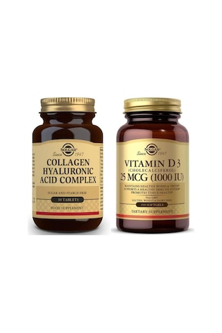 Solgar Hyaluronic Acid Collagen Complex 30 Tablet + Vitamin D3 1000ıu 100 Kapsül