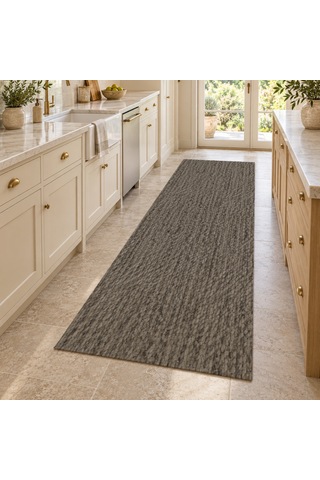 Kartela Halı Doğal Sisal Antrasit Koridor Mutfak Yolluk Halısı Kaymaz Taban Yıkanabilir 100x300 Cm