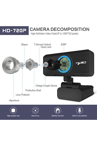 Novahub Hxsj S90 720p Kamera - Manuel Odaklı, Mikrofonlu, Pc/laptop İçin Video Görüşme Kamerasi