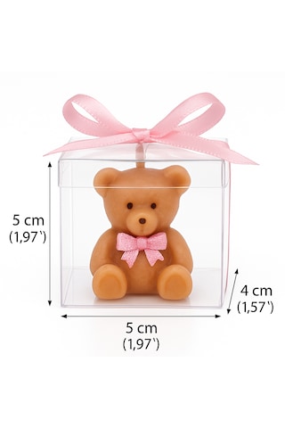 30'lu Hoş Geldin Bebek Ayıcık Mum Hediyelik Kız Bebek Mevlid Baby Shower El Yapımı Kahverengi