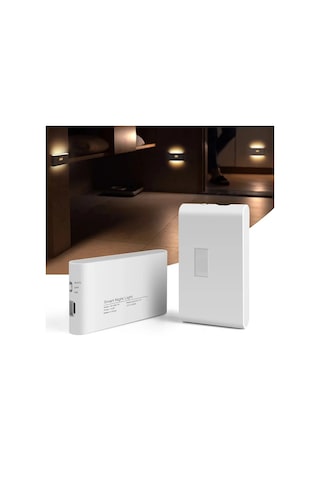 Akıllı Sensörlü Gece Lambası Şarjlı Mıknatıslı Çift Yönlü Hero Led Beril Merdiven Koridor Aydınlatma Siyah