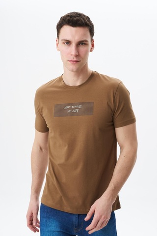 AR-MA Arma Erkek Regular Fit Baskılı Süprem Bisiklet Yaka Tişört Y29344453402 Kahverengi