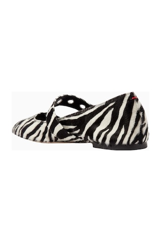 Aeyde Uma Eyelet Babet, Zebra Ponyhair, Metal Tokalı, Italyan El Yapımı Lüks Tasarım Siyah - Krem