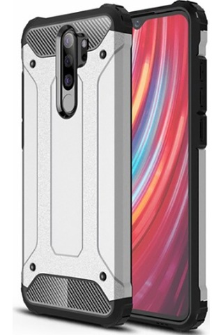Redmi Note 8 Pro Kılıf Crash Zırh Silikon Kılıf Gri