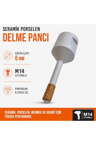 Seramik Granit Panç 6 Mm M14 Uyumlu Elmas Delme Ucu Porselen Fayans Mermer Kesici Matkap Ucu
