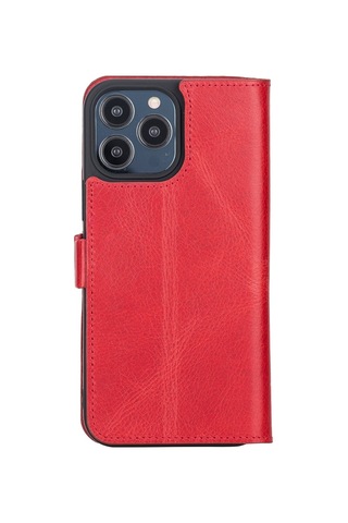 Apple İphone 13 Pro Max Uyumlu Deri Cüzdanlı Kılıf Nar Çiçeği Diğer