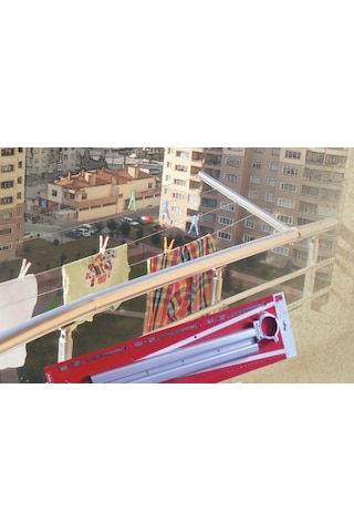 TEMAKS Balkon Küpeşte Çamaşır Kurutma Askılığı 50 MM Boru Krom