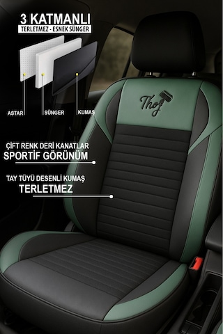 Naz Oto Thor Tay Tüyü Oto Koltuk Kılıfı Renault-fluence-megan 1-2-3-clio-symbol-taliant-toros Uyumlu Yeşil