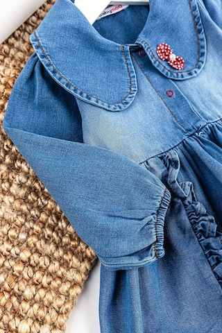 Babymod Bebe Yakalı Fiyonklu Denim Kız Bebek Kot Elbise 001