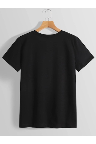 Kadin Siyah Oversize Woswos Baskılı T-shirt Siyah