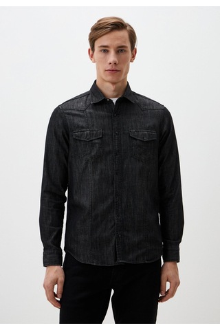 Siyah Erkek Denim Gömlek Slim Fit Ncs Jeans 7081 Siyah - Gri