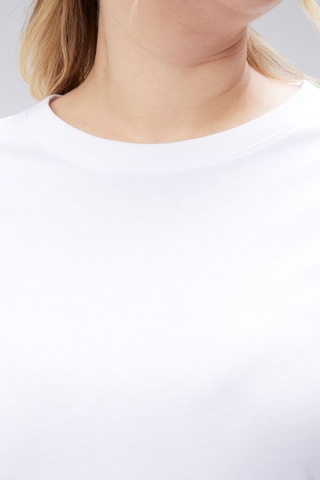 Banega Curve Büyük Beden Beyaz Boyfriend Bisiklet Yaka Yırtmaçlı Pamuk Örme T-shirt Beyaz