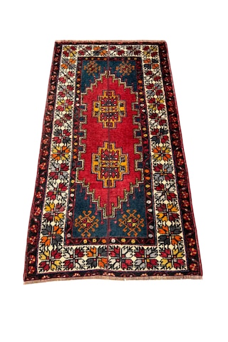 El Dokuma Vintage Eskitme Ortaköy Halısı 95x180 Patchwork Halı
