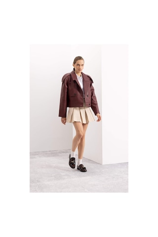 Defacto Coool Piliseli Normal Bel Basic Düz Gabardin Mini Etek D5265AX24AUER42 Ekru