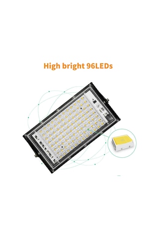 Tenfowee Ip65 Suya Dayanıklı 100w 96 Led Dış Mekan Aydınlatma Spot Lambası, Geniş Işık Açısı, Kolay Montaj Beyaz