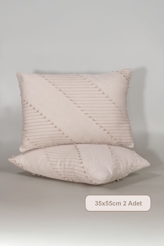 Elart Naturel Kesme 2'li Dekoratif Yastık Kılıfı 35x55 Cm Bej