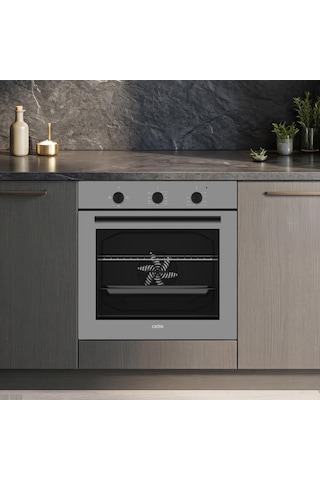 Carino 8405 0+3 Fonksiyon Mekanik Gri Power Turbo Ankastre Fırın