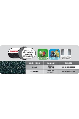 Prodac Clarocar 300 G Süper Aktif Kömür Filtre Malzemesi