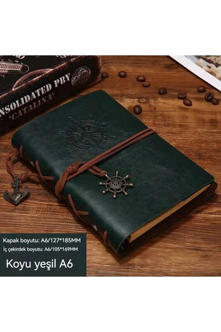 Spring Vintage Defter Gevşek Yapraklı Defter Koyu Yşil