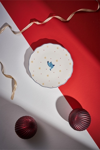 Emsan Infancy Bird New Year Yılbaşı New Bone Pasta Tabağı 2'li 20.5 CM