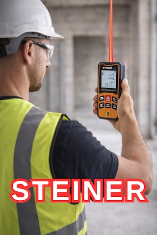 Steiner Profesyonel 50 Metre Lazer Metre Dijital Göstergeli Lazer Mesafe Ölçer Turuncu