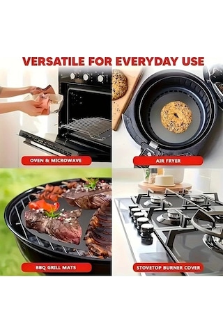 Trendooze 6li Paslanmaz Siyah Yapışmaz Fırın Izgara Tost Makinesi Fritöz Kağıdı Ev Yemekleri İçin