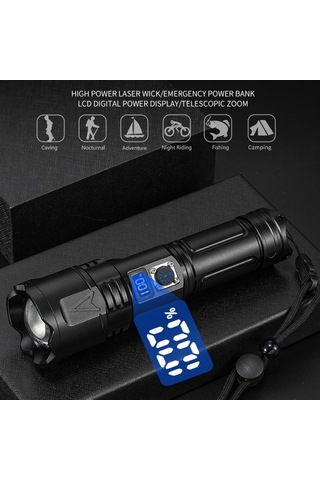 Cbtx A03 Dış Mekan Su Geçirmez El Feneri 30w Taşınabilir Lcd Ekranlı El Feneri Kayışlı