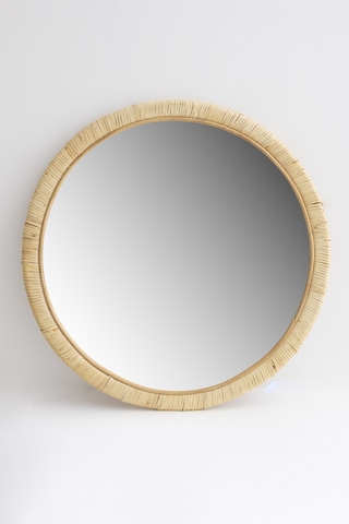 Meander El Yapımı Rattan Yuvarlak Dekoratif Ayna 80cm 8905 Naturel