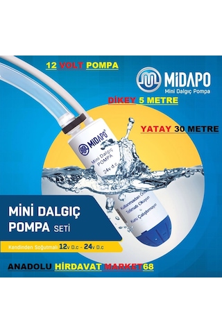 Midapo 12 Volt Mazot Aktarma Pompası Dalgıç Süt Sıvı Su Aktarma 1