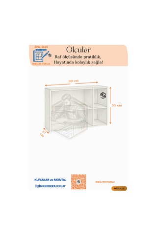 Tamamı Mdf Çok Amaçlı Açık Raflı Üst Dolap Mutfak/banyo/salon/ofi