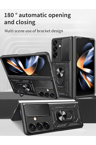 Samsung Uyumlu Galaxy Z Fold 7 Kılıf Kamera Korumalı Sürgülü Tank Kapak