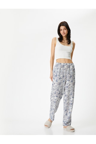 Koton Çiçekli Pijama Altı Beli Lastikli Lacivert Desenli 4slk50031mw Lacivert