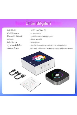 Carlinkit Tbox S2 4+64g Android 13.0 Carplay Youtube Video Oynat