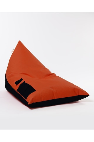 Earmut-Magaza Earmut Piramit Şezlong Puf Çift Taraflı Armut Koltuk Turuncusiyah